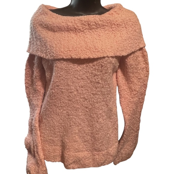 Bebe Sweater off the shoulder or cowl Pink Size L Soft Party Vintage EUC - Picture 7 of 13